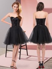 Superior Sweetheart Sleeveless Tulle Prom Gown Sequins Zipper