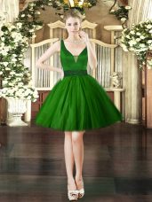 Dark Green V-neck Lace Up Beading Prom Evening Gown Sleeveless