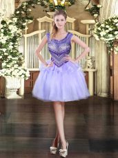 Glorious Organza Sleeveless Mini Length Homecoming Dress and Beading