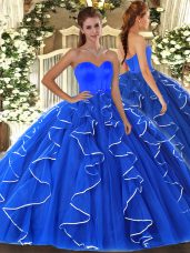 Perfect Floor Length Ball Gowns Sleeveless Blue Sweet 16 Quinceanera Dress Lace Up