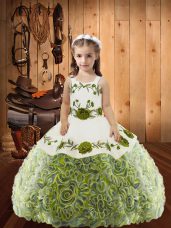 Straps Sleeveless Fabric With Rolling Flowers Party Dresses Embroidery and Ruffles Lace Up