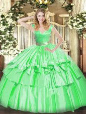 Affordable Beading and Ruffled Layers 15 Quinceanera Dress Zipper Sleeveless Floor Length