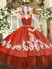 Fantastic Floor Length Zipper Sweet 16 Dresses Wine Red for Military Ball and Sweet 16 and Quinceanera with Beading and Appliques