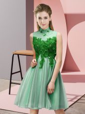 Tulle Sleeveless Knee Length Wedding Party Dress and Appliques