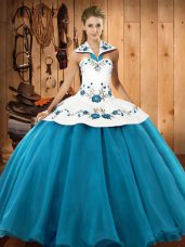 Spectacular Sleeveless Embroidery Lace Up 15th Birthday Dress