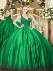Fancy Turquoise V-neck Zipper Beading Ball Gown Prom Dress Sleeveless