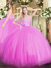 Fashionable Tulle Sleeveless Floor Length Quinceanera Gown and Beading