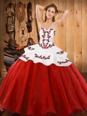 Graceful Tulle Sleeveless Floor Length Vestidos de Quinceanera and Embroidery