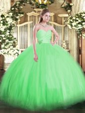 Elegant Floor Length Lace Up Quinceanera Dress Green for Military Ball and Sweet 16 and Quinceanera with Beading