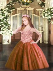 Elegant Sleeveless Lace Up Floor Length Appliques Child Pageant Dress