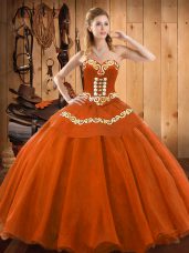 Cheap Floor Length Ball Gowns Sleeveless Rust Red Quinceanera Dresses Lace Up