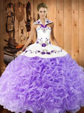 Embroidery Quinceanera Gown Lavender Lace Up Sleeveless Floor Length