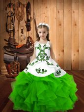 Straps Sleeveless Lace Up Little Girls Pageant Dress Organza