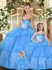 Top Selling Sleeveless Lace Up Floor Length Beading and Ruffled Layers Sweet 16 Quinceanera Dress