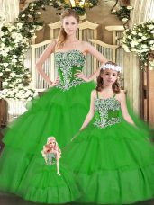 Graceful Organza Sleeveless Floor Length Quinceanera Dress and Beading and Ruffled Layers