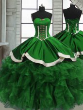 High End Sleeveless Lace Up Floor Length Beading and Ruffles Sweet 16 Dress