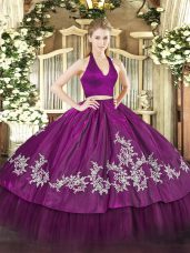 Best Selling Fuchsia Sleeveless Taffeta Zipper Sweet 16 Dress for Military Ball and Sweet 16 and Quinceanera
