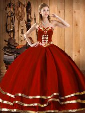 Sexy Wine Red Sleeveless Organza Lace Up 15 Quinceanera Dress for Military Ball and Sweet 16 and Quinceanera
