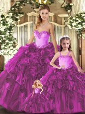 Glittering Organza Sleeveless Floor Length Quinceanera Gowns and Ruffles