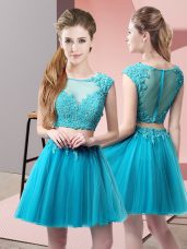 Baby Blue Sleeveless Tulle Zipper for Prom and Party