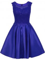 Artistic Lace Wedding Party Dress Blue Zipper Sleeveless Mini Length