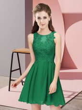 Fantastic Dark Green Sleeveless Chiffon Zipper Dama Dress for Quinceanera for Prom and Party and Wedding Party
