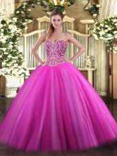 Vintage Tulle Sleeveless Floor Length Quinceanera Dresses and Beading