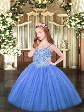 Tulle Sleeveless Floor Length Little Girls Pageant Gowns and Appliques