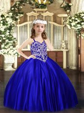 Simple Sleeveless Lace Up Floor Length Beading Pageant Dress for Teens