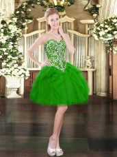 Smart Green Sleeveless Tulle Lace Up Party Dress for Toddlers for Prom and Party