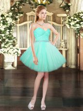 Sweetheart Sleeveless Lace Up Prom Dresses Aqua Blue Tulle