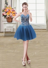Teal Sleeveless Beading and Sequins Mini Length Pageant Dress for Teens
