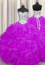 Classical Ball Gowns Sweet 16 Dress Purple Sweetheart Organza Sleeveless Floor Length Lace Up