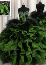 Extravagant Multi-color Sweetheart Lace Up Beading and Ruffles Quinceanera Dresses Sleeveless