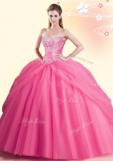 Attractive Watermelon Red Sleeveless Beading Floor Length Quinceanera Gowns