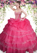 New Arrival Pick Ups Ruffled Floor Length Coral Red Vestidos de Quinceanera Sweetheart Sleeveless Lace Up