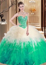 Multi-color Quinceanera Gowns Military Ball and Sweet 16 and For with Embroidery and Ruffles Sweetheart Sleeveless Lace Up