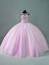 Great Lilac Sleeveless Tulle Zipper Sweet 16 Dress for Sweet 16 and Quinceanera