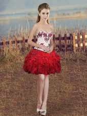 Red Sleeveless Organza Lace Up Homecoming Dresses for Prom and Party