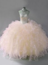 Low Price Pink Sleeveless Tulle Lace Up Quinceanera Dress for Sweet 16 and Quinceanera