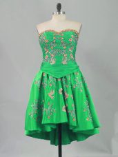 Sweetheart Sleeveless High School Pageant Dress Mini Length Embroidery Green