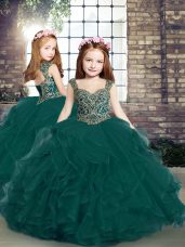 Nice Sleeveless Beading and Ruffles Lace Up Little Girl Pageant Dress