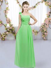 Noble Sleeveless Chiffon Floor Length Lace Up Bridesmaid Dress in with Hand Made Flower