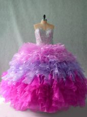 High Quality Sweetheart Sleeveless Lace Up Vestidos de Quinceanera Multi-color Organza