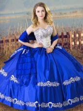Nice Satin Sleeveless Floor Length Sweet 16 Quinceanera Dress and Beading and Embroidery
