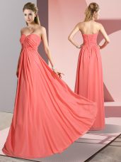 Fabulous Watermelon Red Prom Party Dress Prom and Party with Ruching Sweetheart Sleeveless Lace Up