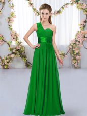 Dark Green Sleeveless Belt Floor Length Dama Dress for Quinceanera