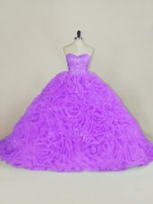 Exquisite Ball Gowns Sleeveless Lavender Vestidos de Quinceanera Court Train Lace Up