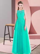 Turquoise Scoop Side Zipper Beading Homecoming Dress Sleeveless