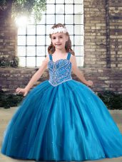 Straps Sleeveless Tulle Pageant Dress Wholesale Beading Lace Up